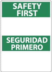 NMC - "Safety First", 14" Long x 10" Wide, Aluminum Safety Sign - Rectangle, 0.04" Thick, Use for Accident Prevention - A1 Tooling