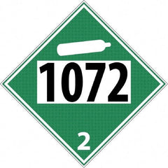 NMC - DOT - Shipping & Vehicle - 1072, 10-3/4" Wide x 10-3/4" High, Rigid Plastic Placard - Black & White on Green, UV Resistant, Chemical Resistant, Graffiti Proof - A1 Tooling