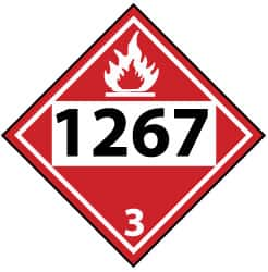 NMC - DOT - Shipping & Vehicle - 1267, 10-3/4" Wide x 10-3/4" High, Pressure-Sensitive Vinyl Placard - Black & Red on White, UV Resistant, Chemical Resistant, Graffiti Proof - A1 Tooling