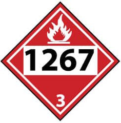 NMC - DOT - Shipping & Vehicle - 1267, 10-3/4" Wide x 10-3/4" High, Pressure-Sensitive Vinyl Placard - Black & Red on White, UV Resistant, Chemical Resistant, Graffiti Proof - A1 Tooling