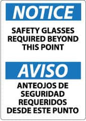 NMC - "Notice - Safety Glasses Required Beyond This Point", 14" Long x 10" Wide, Aluminum Safety Sign - Rectangle, 0.04" Thick, Use for Accident Prevention - A1 Tooling