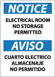 NMC - "Notice - Electrical Room - No Storage Permitted", 14" Long x 10" Wide, Rigid Plastic Safety Sign - Rectangle, 0.05" Thick, Use for Accident Prevention - A1 Tooling