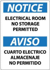 NMC - "Notice - Electrical Room - No Storage Permitted", 14" Long x 10" Wide, Pressure-Sensitive Vinyl Safety Sign - Rectangle, 0.004" Thick, Use for Accident Prevention - A1 Tooling