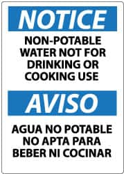 NMC - "Notice - Non-Potable Water - Not for Drinking or Cooking Use", 14" Long x 10" Wide, Aluminum Safety Sign - Rectangle, 0.04" Thick, Use for Hazardous Materials - A1 Tooling