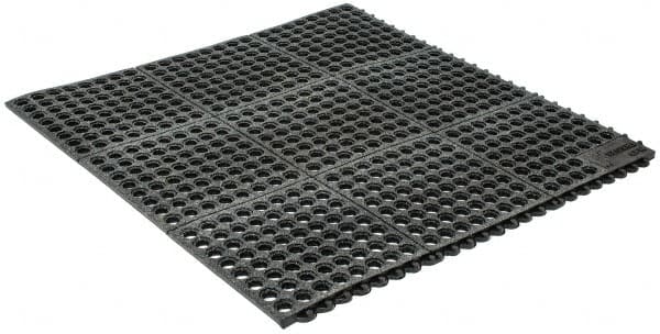 Wearwell - 3' Long x 3' Wide x 5/8" Thick, Anti-Fatigue Modular Matting Tiles - Black, For Dry & Wet Areas, Series 576 - A1 Tooling