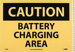 NMC - "Caution - Battery Charging Area", 10" Long x 14" Wide, Pressure-Sensitive Vinyl Safety Sign - Rectangle, 0.004" Thick, Use for Accident Prevention - A1 Tooling