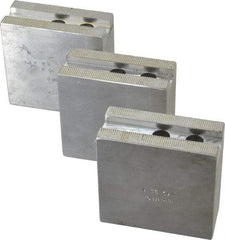 H & R Manufacturing - 8" Chuck Capacity, 1.5mm x 60° Serrated Attachment, Square Soft Lathe Chuck Jaw - 3 Jaws, Aluminum, 1" Btw Mount Hole Ctrs, 3-1/2" Long x 1-1/2" Wide x 3-1/2" High, 0.551" Groove, 12mm Fastener - A1 Tooling