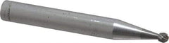 SGS Pro - 1/8" Cut Diam, 1/4" Shank Diam, Ball Head Single Cut Burr - Carbide, Radius End, 3/32" LOC - A1 Tooling