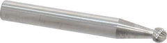 SGS Pro - 3/16" Cut Diam, 1/4" Shank Diam, Ball Head Single Cut Burr - Carbide, Radius End, 1/8" LOC - A1 Tooling