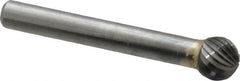 SGS Pro - 3/8" Cut Diam, 1/4" Shank Diam, Ball Head Single Cut Burr - Carbide, Radius End, 5/16" LOC - A1 Tooling