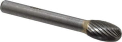 SGS Pro - 3/8" Cut Diam, 1/4" Shank Diam, Oval Head Single Cut Burr - Carbide, Radius End, 5/8" LOC - A1 Tooling