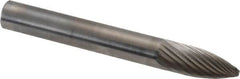 SGS Pro - 1/4" Cut Diam, 1/4" Shank Diam, Tree Head Single Cut Burr - Carbide, Point End, 5/8" LOC, 2" OAL - A1 Tooling