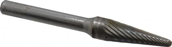 SGS Pro - 3/8" Cut Diam, 1/4" Shank Diam, Taper Head Single Cut Burr - Carbide, Radius End, 1-1/16" LOC - A1 Tooling