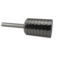 SGS Pro - 5/8" Cut Diam, 1/4" Shank Diam, Cylinder Head Double Cut Burr - Carbide, Flat End, 1" LOC, 2-3/4" OAL - A1 Tooling