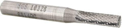 SGS Pro - 3/16" Cut Diam, 1/4" Shank Diam, Cylinder with End Cut Head Double Cut Burr - Carbide, End Cut End, 5/8" LOC, 2" OAL - A1 Tooling