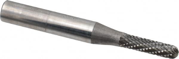 SGS Pro - 5/32" Cut Diam, 1/4" Shank Diam, Cylinder with Radius Head Double Cut Burr - Carbide, Radius End, 5/8" LOC - A1 Tooling