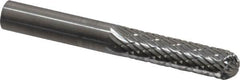 SGS Pro - 1/4" Cut Diam, 1/4" Shank Diam, Cylinder with Radius Head Double Cut Burr - Carbide, Radius End, 1" LOC, 2" OAL - A1 Tooling