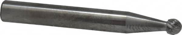 SGS Pro - 3/16" Cut Diam, 1/4" Shank Diam, Ball Head Double Cut Burr - Carbide, Radius End, 1/8" LOC - A1 Tooling