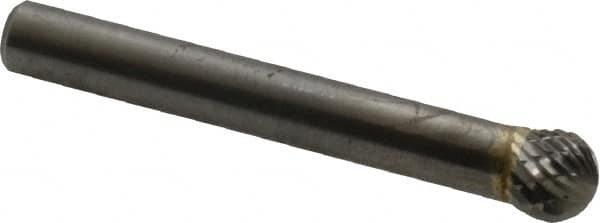 SGS Pro - 5/16" Cut Diam, 1/4" Shank Diam, Ball Head Double Cut Burr - Carbide, Radius End, 1/4" LOC - A1 Tooling