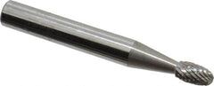 SGS Pro - 3/16" Cut Diam, 1/4" Shank Diam, Oval Head Double Cut Burr - Carbide, Radius End, 5/16" LOC - A1 Tooling