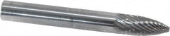 SGS Pro - 1/4" Cut Diam, 1/4" Shank Diam, Tree Head Double Cut Burr - Carbide, Point End, 5/8" LOC, 2" OAL - A1 Tooling