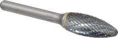 SGS Pro - 1/2" Cut Diam, 1/4" Shank Diam, Flame Head Double Cut Burr - Carbide, Radius End, 1-1/4" LOC - A1 Tooling