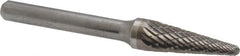 SGS Pro - 3/8" Cut Diam, 1/4" Shank Diam, Taper Head Double Cut Burr - Carbide, Radius End, 1-1/16" LOC - A1 Tooling