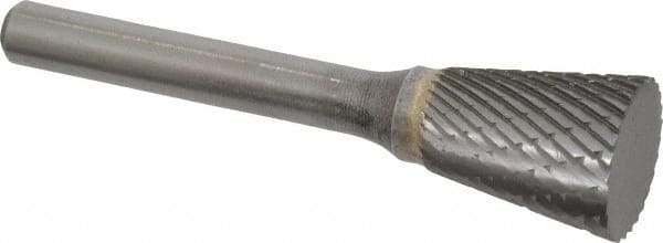 SGS Pro - 5/8" Cut Diam, 1/4" Shank Diam, Inverted Cone Head Double Cut Burr - Carbide, Flat End, 3/4" LOC - A1 Tooling