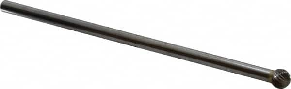 SGS Pro - 3/8" Cut Diam, 1/4" Shank Diam, Ball Head Single Cut Burr - Carbide, Radius End, 5/16" LOC - A1 Tooling