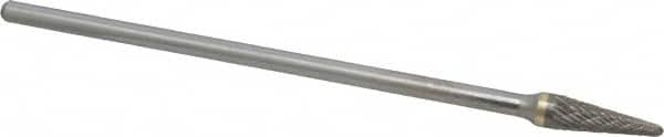 SGS Pro - 3/8" Cut Diam, 1/4" Shank Diam, Taper Head Double Cut Burr - Carbide, Radius End, 1-1/16" LOC - A1 Tooling