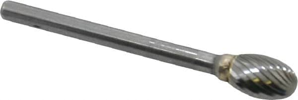 SGS Pro - 1/4" Cut Diam, 1/8" Shank Diam, Oval Head Single Cut Burr - Carbide, Radius End, 3/8" LOC - A1 Tooling