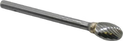 SGS Pro - 1/4" Cut Diam, 1/8" Shank Diam, Oval Head Single Cut Burr - Carbide, Radius End, 3/8" LOC - A1 Tooling