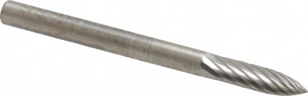 SGS Pro - 1/8" Cut Diam, 1/8" Shank Diam, Tree Head Single Cut Burr - Carbide, Point End, 1/2" LOC, 1-1/2" OAL - A1 Tooling