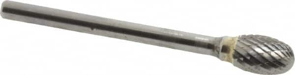 SGS Pro - 1/4" Cut Diam, 1/8" Shank Diam, Oval Head Double Cut Burr - Carbide, Radius End, 3/8" LOC - A1 Tooling