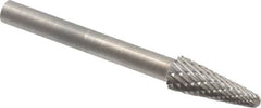 SGS Pro - 3/16" Cut Diam, 1/8" Shank Diam, Taper Head Double Cut Burr - Carbide, Radius End, 1/2" LOC - A1 Tooling