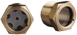 Trico - 1" Sight Diam, 3/4" Thread, 1-1/8" OAL, Viewport Sight Glass & Flow Sight - 1-1/8" Hex Head, Without Baffle - A1 Tooling