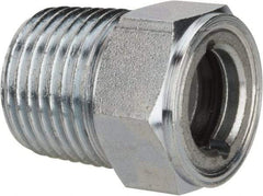 Trico - 1" Sight Diam, 1/2" Thread, 1-3/32" OAL, Viewport Sight Glass & Flow Sight - 7/8" Hex Head, With Baffle - A1 Tooling