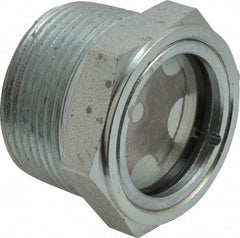 Trico - 2" Sight Diam, 1-1/4" Thread, 1-5/16" OAL, Viewport Sight Glass & Flow Sight - 1-3/4" Hex Head, With Baffle - A1 Tooling