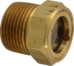 Trico - 1" Sight Diam, 3/4" Thread, 1-1/8" OAL, Viewport Sight Glass & Flow Sight - 1-1/8" Hex Head, With Baffle - A1 Tooling