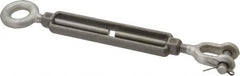 Made in USA - 2,200 Lb Load Limit, 1/2" Thread Diam, 6" Take Up, Stainless Steel Jaw & Eye Turnbuckle - 7-1/2" Body Length, 3/4" Neck Length, 13" Closed Length - A1 Tooling