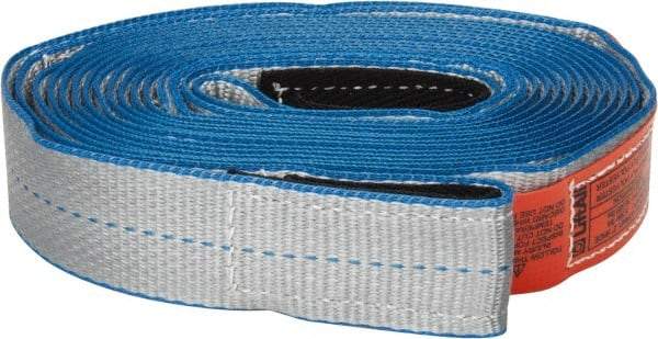 Lift-All - 20' Long x 2" Wide, 5,300 Lb Basket Capacity, 5,300 Lb Vertical Capacity, 1 Ply, Nylon Web Sling - Silver (Color) with Blue Edges - A1 Tooling