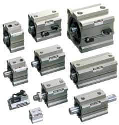 SMC PNEUMATICS - 1-3/16" Stroke x 3-1/4" Bore Double Acting Air Cylinder - 3/8 Port, 5/8-18 Rod Thread, 145 Max psi, 15 to 160°F - A1 Tooling