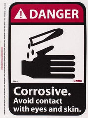 NMC - "Danger - Corrosive - Avoid Contact with Eyes and Skin", 10" Long x 7" Wide, Pressure-Sensitive Vinyl Safety Sign - Rectangle, 0.004" Thick, Use for Accident Prevention - A1 Tooling