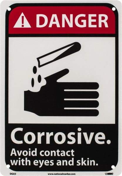 NMC - "Danger - Corrosive - Avoid Contact with Eyes and Skin", 10" Long x 7" Wide, Rigid Plastic Safety Sign - Rectangle, 0.05" Thick, Use for Accident Prevention - A1 Tooling