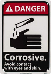 NMC - "Danger - Corrosive - Avoid Contact with Eyes and Skin", 10" Long x 7" Wide, Rigid Plastic Safety Sign - Rectangle, 0.05" Thick, Use for Accident Prevention - A1 Tooling