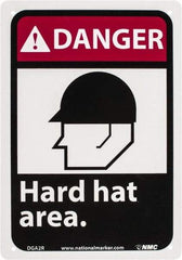 NMC - "Danger - Hard Hat Area", 10" Long x 7" Wide, Rigid Plastic Safety Sign - Rectangle, 0.05" Thick, Use for Accident Prevention - A1 Tooling