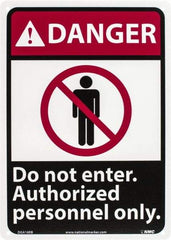 NMC - "Danger - Do Not Enter - Authorized Personnel Only", 14" Long x 10" Wide, Rigid Plastic Safety Sign - Rectangle, 0.05" Thick, Use for Security & Admittance - A1 Tooling