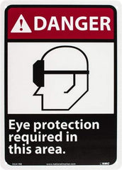 NMC - "Danger - Eye Protection Required in This Area", 14" Long x 10" Wide, Rigid Plastic Safety Sign - Rectangle, 0.05" Thick, Use for Accident Prevention - A1 Tooling