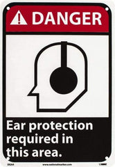 NMC - "Danger - Ear Protection Required in This Area", 10" Long x 7" Wide, Rigid Plastic Safety Sign - Rectangle, 0.05" Thick, Use for Accident Prevention - A1 Tooling