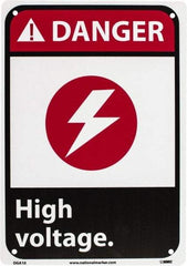 NMC - "Danger - High Voltage", 10" Long x 7" Wide, Rigid Plastic Safety Sign - Rectangle, 0.05" Thick, Use for Accident Prevention - A1 Tooling